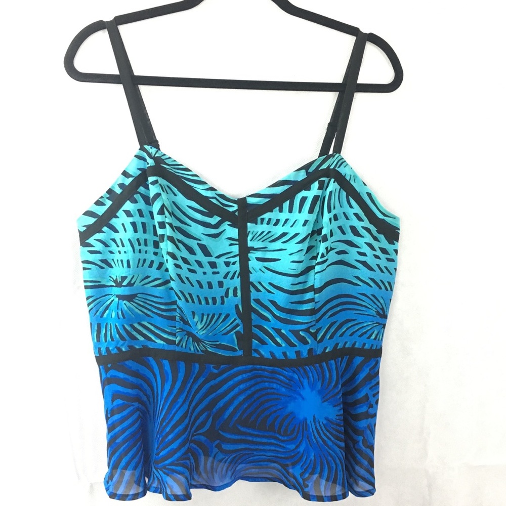 NICOLE by Nicole Miller Blue Black Tank Size 16